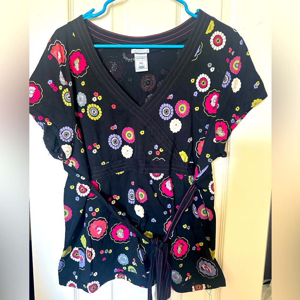 Old Navy Floral Tied Blouse